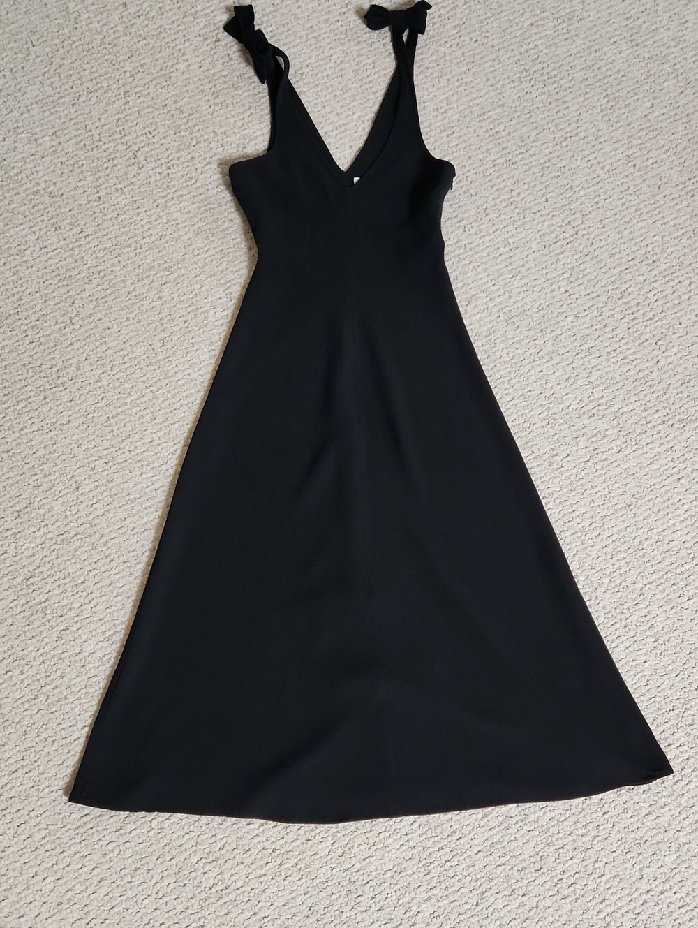 Wilfred Black Tie-Shoulder Maxi Dress with a V neckline.